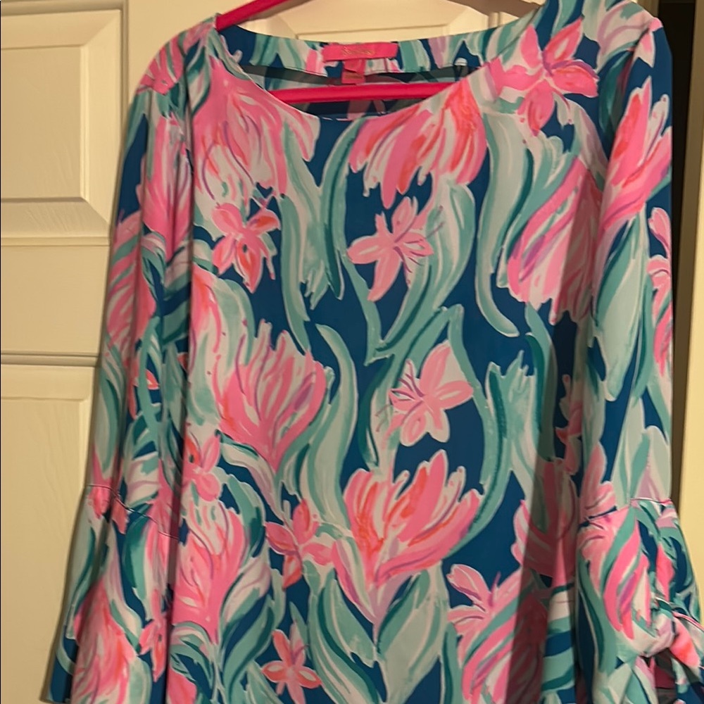 Floral Pink and Blue Women's Top